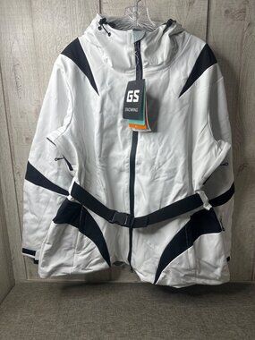 GS Snowing Womens XL Waterproof White & Black Warm Ski Snow Jacket Snowboarding